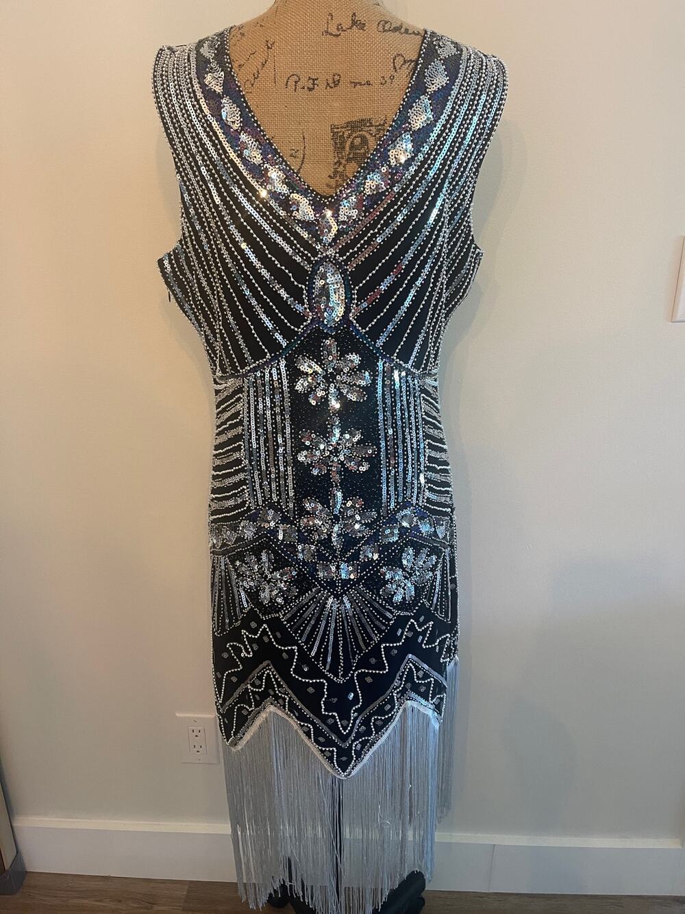 Spirit Halloween Adult Black Beaded Flapper Dress Size XL
